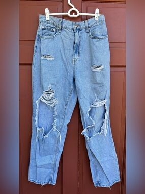 Curvy Mom Aeropostale Light Blue Distressed Women's Jeans